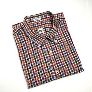 Peter Millar Button Down Shirt Cotton Plaid Long Sleeve L
